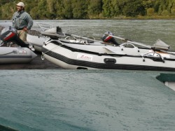 AVONS, LARGE INFLATABLE, AND CHILEAN SKIFF AT THE LODGE