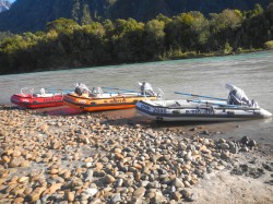 NEW CUSTOMIZED ZEBEC INFLATABLES ON BEACH AT LODGE