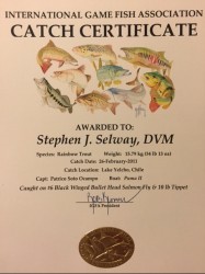2011 IGFA CATCH CERTIFICATE RAINBOW TROUT