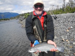 LAURIE WITH STEELHEAD AT ESTUARY
