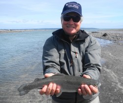 STEVE WITH STEELHEAD AT THE ESTUARY