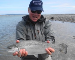STEVE WITH NICE STEELHEAD AT THE ESTUARY