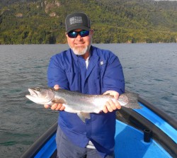 DAVID WITH NICE LAKE RAINBOW