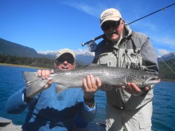 33 INCH TROPHY BROWN HOOKED IN MOUTH BY BOTH ANGLERS