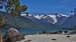 BEACH AT CORRENTOSA ACROSS FROM BAY OF LIONS AND YELCHO GLACIER