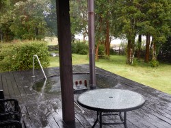 HOT TUB EVEN GOOD FOR THE BONES DURING RAIN