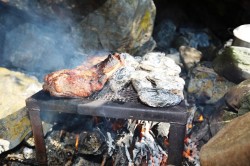 BEEF AND TUNA FILETS  ON THE FIRE