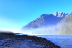 SUNRISE ON THE YELCHO RIVER AT PUMA LODGE