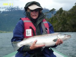 TROPHY BROWN - LAKE YELCHO -- BONNIE DONAWICK CAUGHT A TROPHY BROWN AND HER HUSBAND DR. BILL  CAUGHT A TROPHY RAINBOW  -- 09