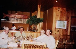 LUNCH AT THE LODGE - CAPTAIN BILL CURTIS, STEVE SELWAY, EMERSON SELWAY,AND KURT GRIFFIS