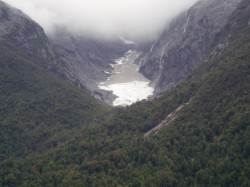 HANGING GLACIER FROM YELCHO RIVER IN 2008 WITH ASH ON THE GLACIER