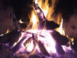 FIREPLACE IN LIVING ROOM AT LODGE ON YELCHO RIVER