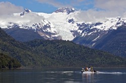 HEADING OUT-BAY OF LIONS -YELCHO GLACIER IN BACKGROUND