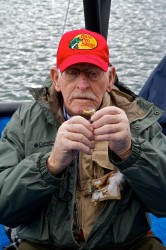 CAPTAIN BILL CURTIS LEGENDARY GUIDE AT 87 TYING ON ANOTHER FLY -- A GREAT FRIEND AND TEACHER!